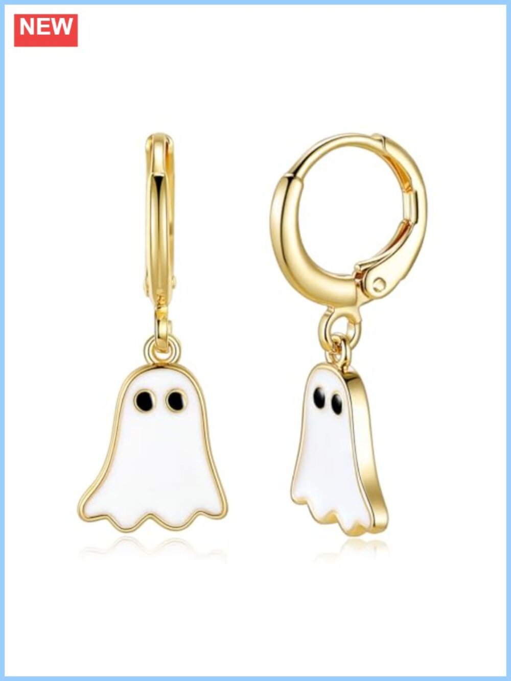 Halloween Ghost Hoop Earrings 14K Gold Plated Dangle Jewelry